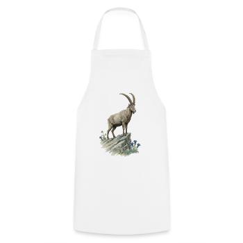 Alpen Steinbock Edelweiß Bergtier Naturmotiv - Kochschürze - Weiß - Vorne - AI Model Male 185 dark (185cm)