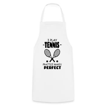 I_Play_Tennis_Practice_Makes_Perfect - Tablier de cuisine - blanc - Devant - AI Model Male 185 dark (185cm)