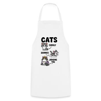 Humeurs de chat Câlins Zoomies Te jugeant Art drôle de chat - Tablier de cuisine - blanc - Devant - AI Model Male 185 dark (185cm)
