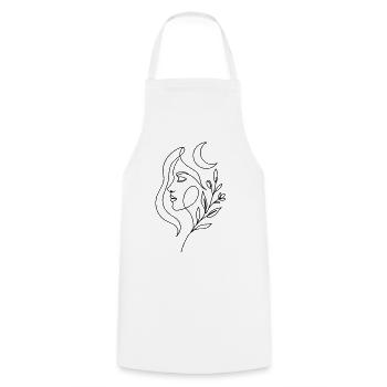 Femme céleste minimaliste avec des éléments botaniques - Tablier de cuisine - blanc - Devant - AI Model Male 185 dark (185cm)