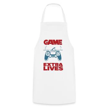 Game Over Extra Lives Gamer Spruch - Cooking Apron - white - Front - AI Model Male 185 dark (185cm)