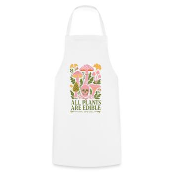 Toutes les plantes sont comestibles pour le jardinage biologique - Tablier de cuisine - blanc - Devant - AI Model Male 185 dark (185cm)
