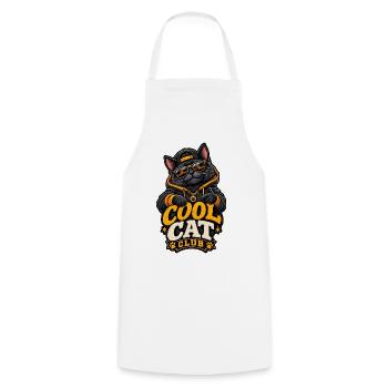 Cool Cat Club Streetwear-Kätzchen - Kochschürze - Weiß - Vorne - AI Model Male 185 dark (185cm)