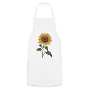 Sonnenblume – Botanical Vintage - Kochschürze - Weiß - Vorne - AI Model Male 185 dark (185cm)