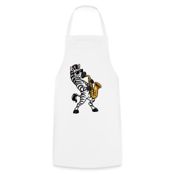 Zebra mit Saxophon - Kochschürze - Weiß - Vorne - AI Model Male 185 dark (185cm)