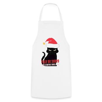 Freche Weihnachtskatze Weihnachten Entschuldigung Smalltalk - Kochschürze - Weiß - Vorne - AI Model Male 185 dark (185cm)