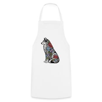 Wolfs Floral Tattoo Fell - Kochschürze - Weiß - Vorne - AI Model Male 185 dark (185cm)