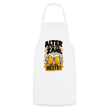 Alter ist nur eine Zahl – Prost - Kochschürze - Weiß - Vorne - AI Model Male 185 dark (185cm)