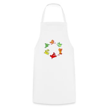 Fun Cartoon Birds Mandala/Wheel by Cheerful - Cooking Apron - white - Front - AI Model Male 185 dark (185cm)