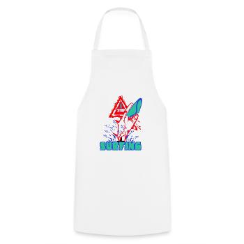 Arrêt - Surf - Tablier de cuisine - blanc - Devant - AI Model Male 185 dark (185cm)