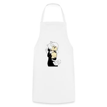 TShirt Perfect Mädchen Pferde Blonde Schwarzes Kleid 2022 - Kochschürze - Weiß - Vorne - AI Model Male 185 dark (185cm)