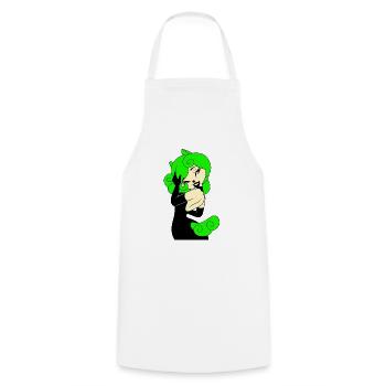 Hoodie Green Cyber Gothic Punk Rock Woman in Black - Cooking Apron - white - Front - AI Model Male 185 dark (185cm)
