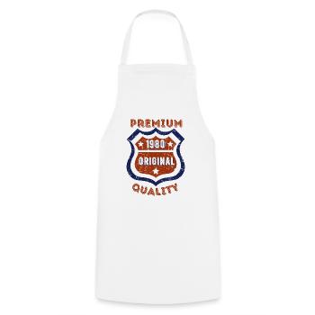 Qualité premium 1980 - Tablier de cuisine - blanc - Devant - AI Model Male 185 dark (185cm)
