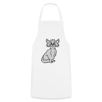 Pretty Cat Looking Happy Cheerful Smiling - Cooking Apron - white - Front - AI Model Male 185 dark (185cm)