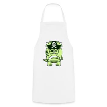 Triceratops Dinosaure Sabre Pirate Capitaine Dino - Tablier de cuisine - blanc - Devant - AI Model Male 185 dark (185cm)
