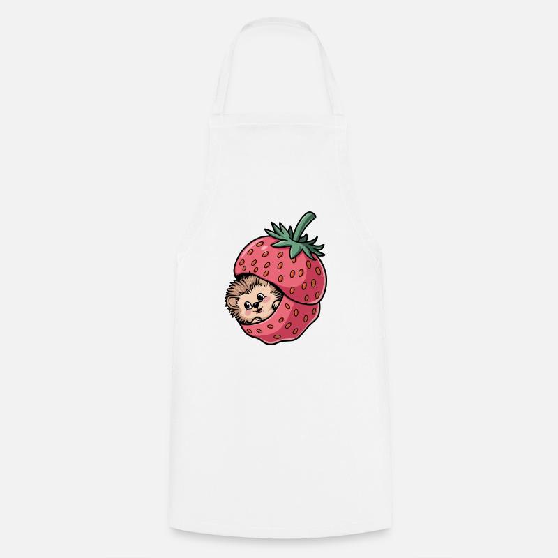 Cute Hedgehog Inside a Strawberry - Cooking Apron - white