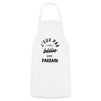 J Peux Pas j ai Bêtise avec parrain - Tablier de cuisine - blanc - Devant - AI Model Male 185 dark (185cm)