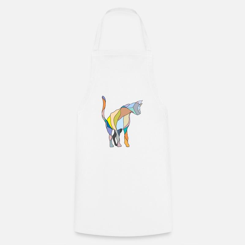 Chat couleurs façons vitrail - Tablier de cuisine - blanc