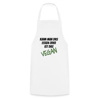Kann man das essen oder ist das Vegan - Kochschürze - Weiß - Vorne - AI Model Male 185 dark (185cm)