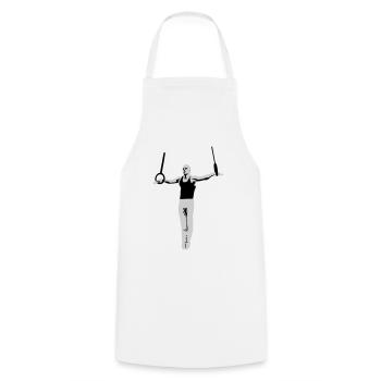 Gymnasts on Rings, Gymnastics - Men's Gymnastics - Cooking Apron - white - Front - AI Model Male 185 dark (185cm)