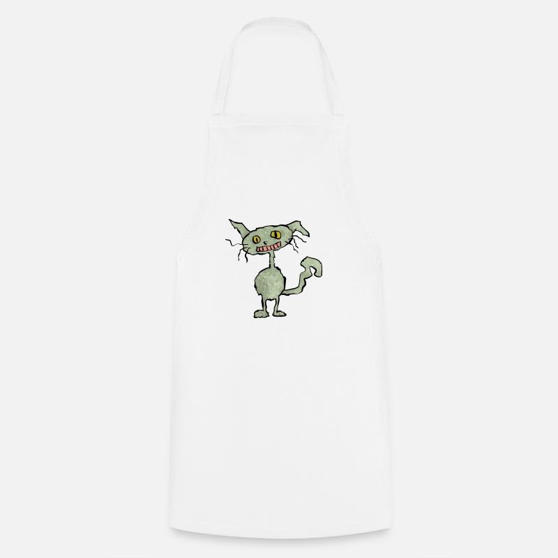 Chat drôle vert - Tablier de cuisine - blanc