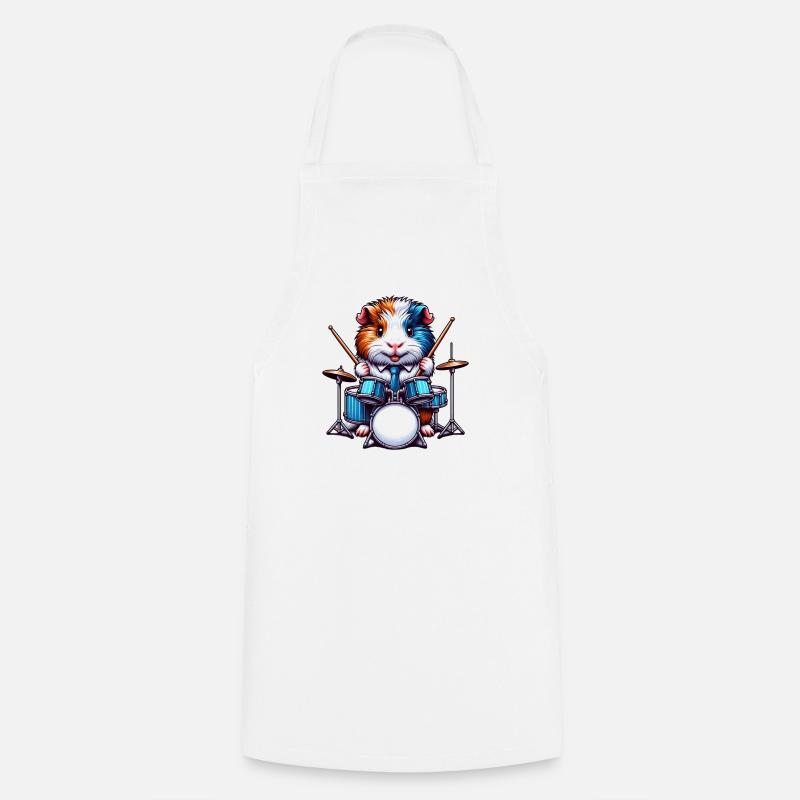 Cool guinea pig drummer - Cooking Apron - white