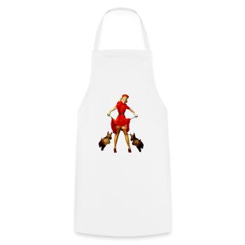 Drawing woman retro vintage dog - Cooking Apron - white - Front - AI Model Male 185 dark (185cm)