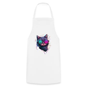 Retrowave Cat - Design de chat - Tablier de cuisine - blanc - Devant - AI Model Male 185 dark (185cm)