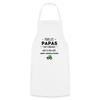 Papa agriculteurs - Tablier de cuisine - blanc - Devant - AI Model Male 185 dark (185cm)