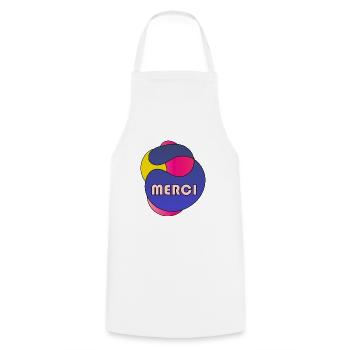 MERCI. MAÎTRESSE. MAÎTRE. MERCI MAÎTRESSE - Tablier de cuisine - blanc - Devant - AI Model Male 185 dark (185cm)