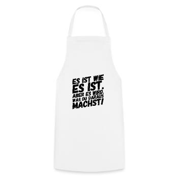 Bürohumor Büro Sprüche II - Kochschürze - Weiß - Vorne - AI Model Male 185 dark (185cm)