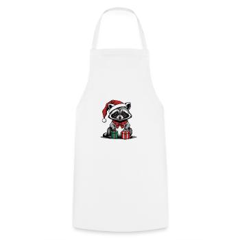 Cadeau de Noël du Père Noël raton laveur - Tablier de cuisine - blanc - Devant - AI Model Male 185 dark (185cm)