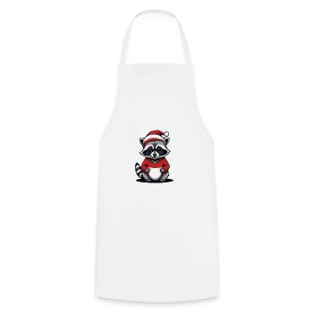 Cadeau de Noël du Père Noël raton laveur - Tablier de cuisine - blanc - Devant - AI Model Male 185 dark (185cm)