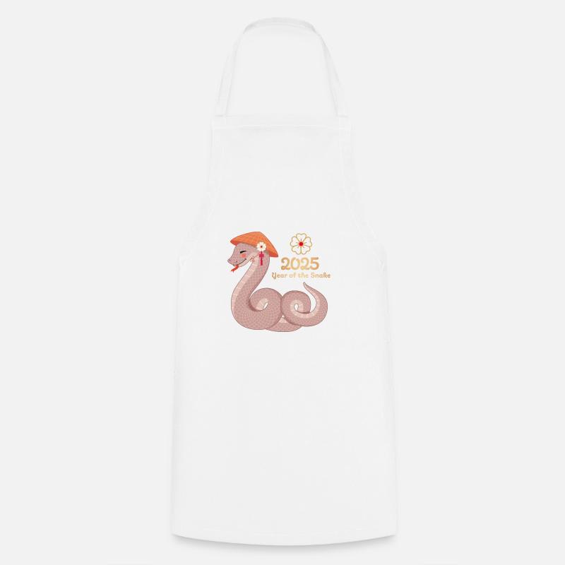 Année du Serpent 2025 - Tablier de cuisine - blanc
