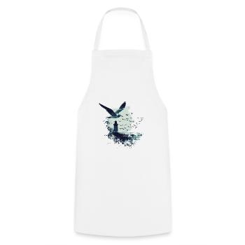 seagull seabird lighthouse - Cooking Apron - white - Front - AI Model Male 185 dark (185cm)
