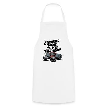 Stronger Today, Calmer Tomorrow – Fit & Zen - Cooking Apron - white - Front - AI Model Male 185 dark (185cm)