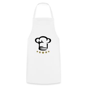 Cinq étoiles chef, cuisine, restaurant, Chapeau - Tablier de cuisine - blanc - Devant - AI Model Male 185 dark (185cm)