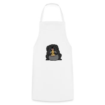 Fat Labrador Dog Eating Pizza Funny Comic Style - Cooking Apron - white - Front - AI Model Male 185 dark (185cm)