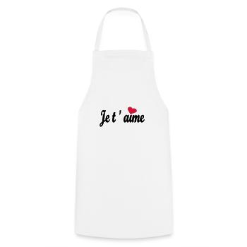 Je t ´aime - Kochschürze - Weiß - Vorne - AI Model Male 185 dark (185cm)