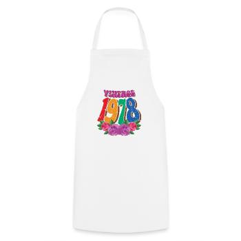 Cool Retro 1978, 44 ans, cadeau de 44e anniversaire - Tablier de cuisine - blanc - Devant - AI Model Male 185 dark (185cm)