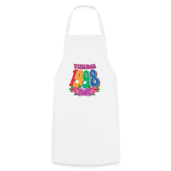 Retro Flower 1998, 24 Years Old 24th Birthday Gift - Cooking Apron - white - Front - AI Model Male 185 dark (185cm)