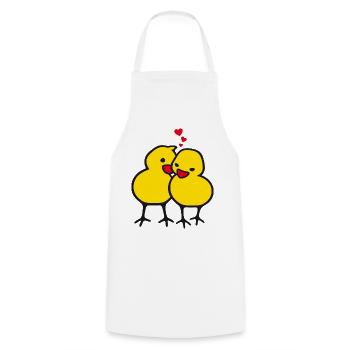 chicks in love (b) - Cooking Apron - white - Front - AI Model Male 185 dark (185cm)