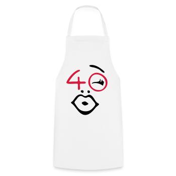 Wow, finally 40! - Cooking Apron - white - Front - AI Model Male 185 dark (185cm)