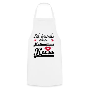 Motivationskuss Liebe, Spruch, Geschenk, Fun - Kochschürze - Weiß - Vorne - AI Model Male 185 dark (185cm)