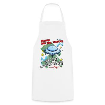 Beam Me Up! Alien-UFO-Raumschiff-Science-Fiction - Kochschürze - Weiß - Vorne - AI Model Male 185 dark (185cm)
