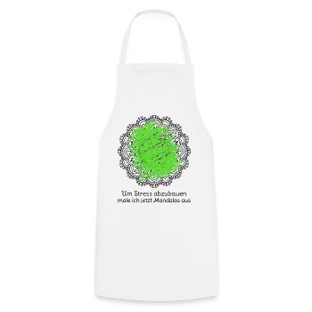 Um Stress abzubauen male ich jetzt Mandalas aus - Kochschürze - Weiß - Vorne - AI Model Male 185 dark (185cm)