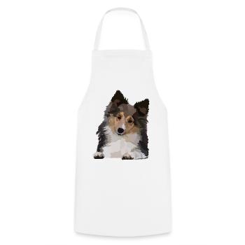 Dani, le Sheltie - Tablier de cuisine - blanc - Devant - AI Model Male 185 dark (185cm)