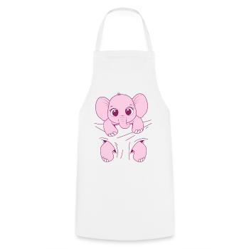 Baby Elephant Wear Pink Elephant Baby Elephant - Cooking Apron - white - Front - AI Model Male 185 dark (185cm)