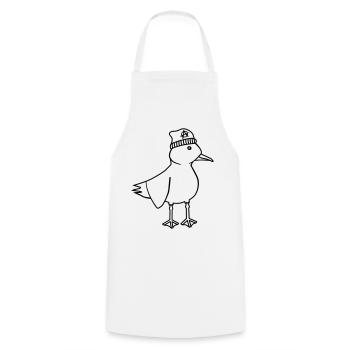 Möwe Anarchie – Freche maritim Hipster Küstenkunst - Kochschürze - Weiß - Vorne - AI Model Male 185 dark (185cm)