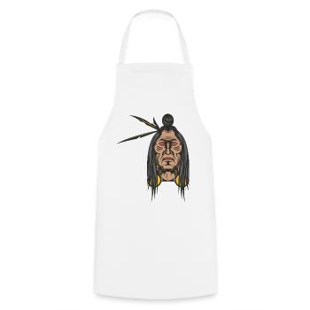 Tête indienne - Tablier de cuisine - blanc - Devant - AI Model Male 185 dark (185cm)